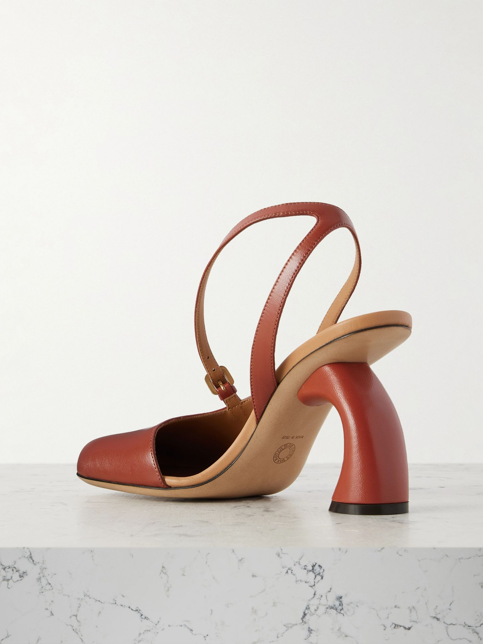 Leather slingback pumps Brick - 3