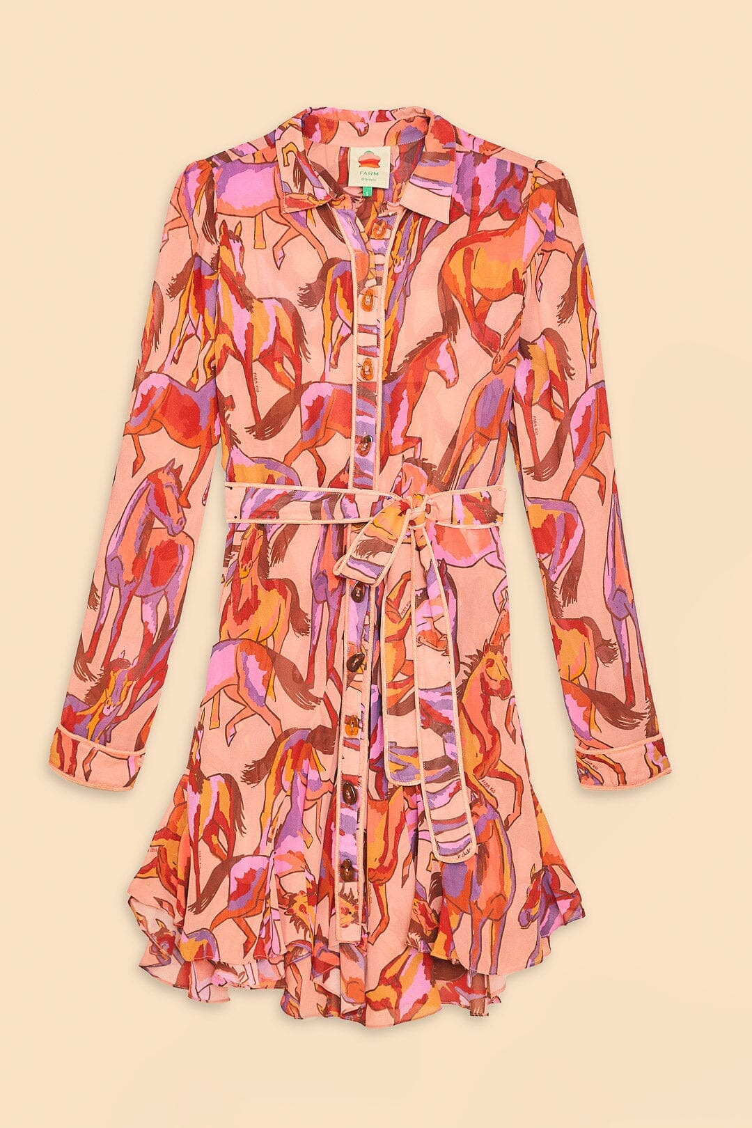 Rose Wild Horses Long Sleeve Mini Dress - 5