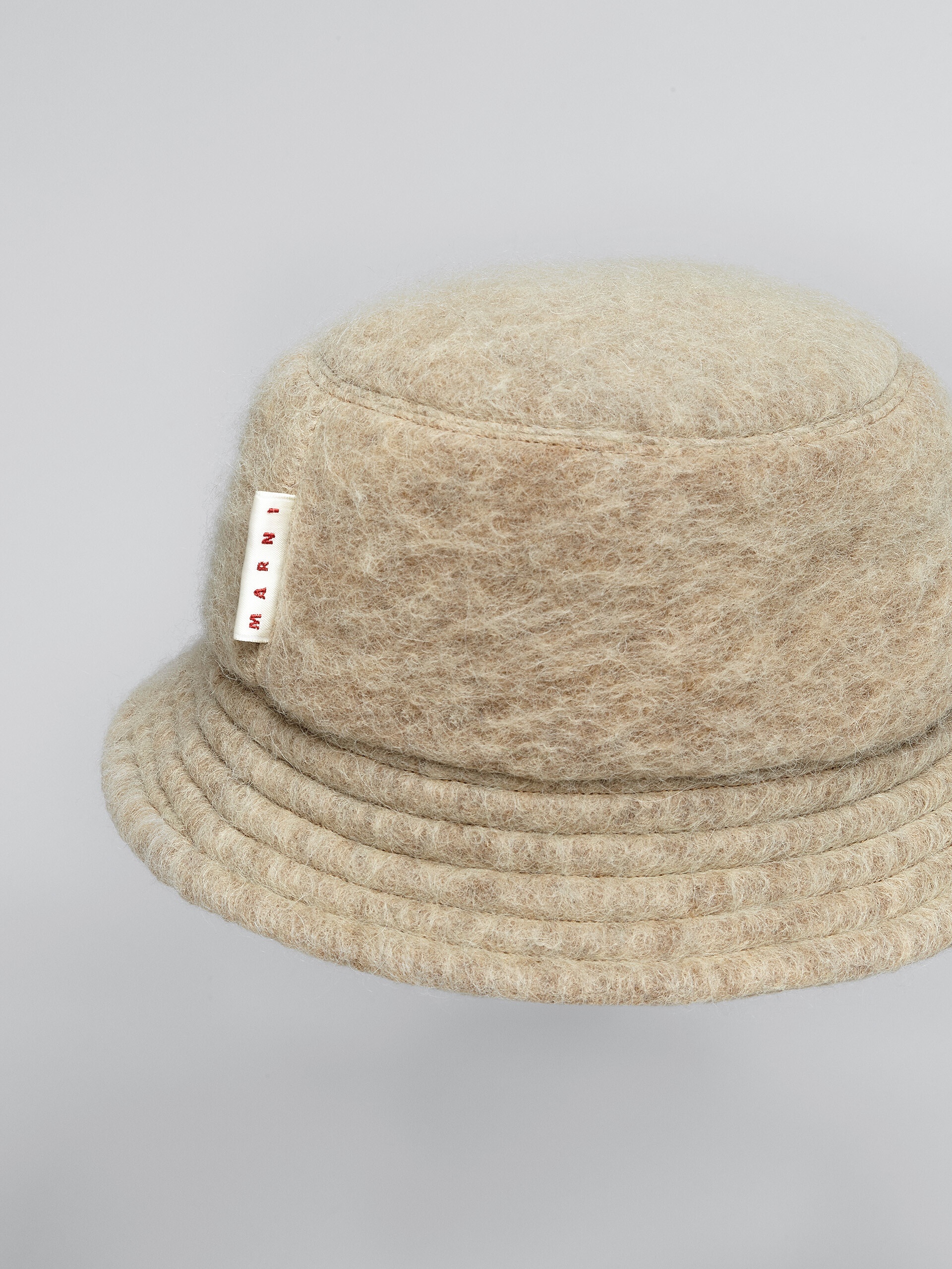 BEIGE BRUSHED WOOL BLEND BUCKET HAT - 4