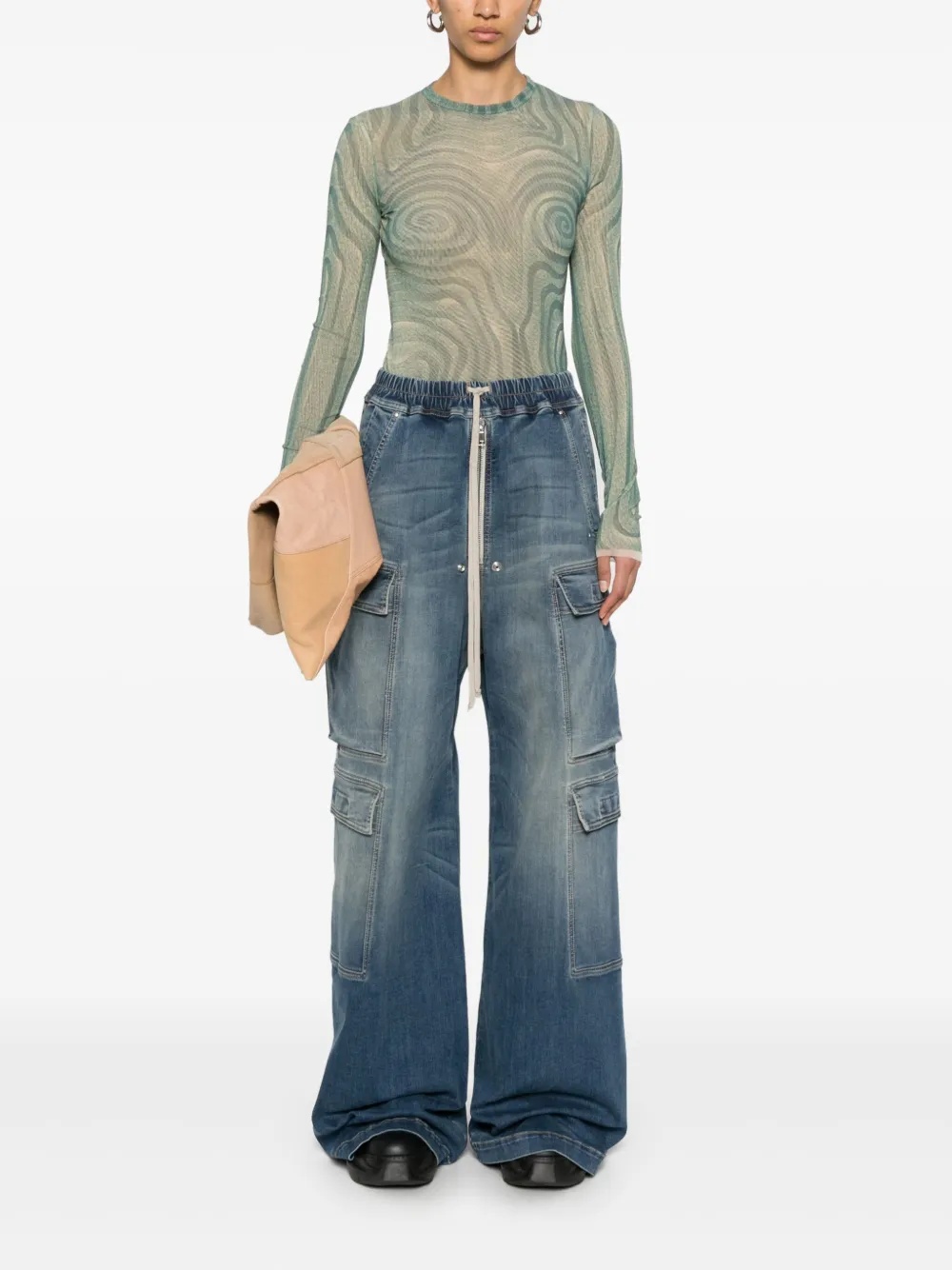 RICK OWENS DRKSHDW - Women Pantaloni In Denim Double Cargo Jumbo Belas Jeans - 1
