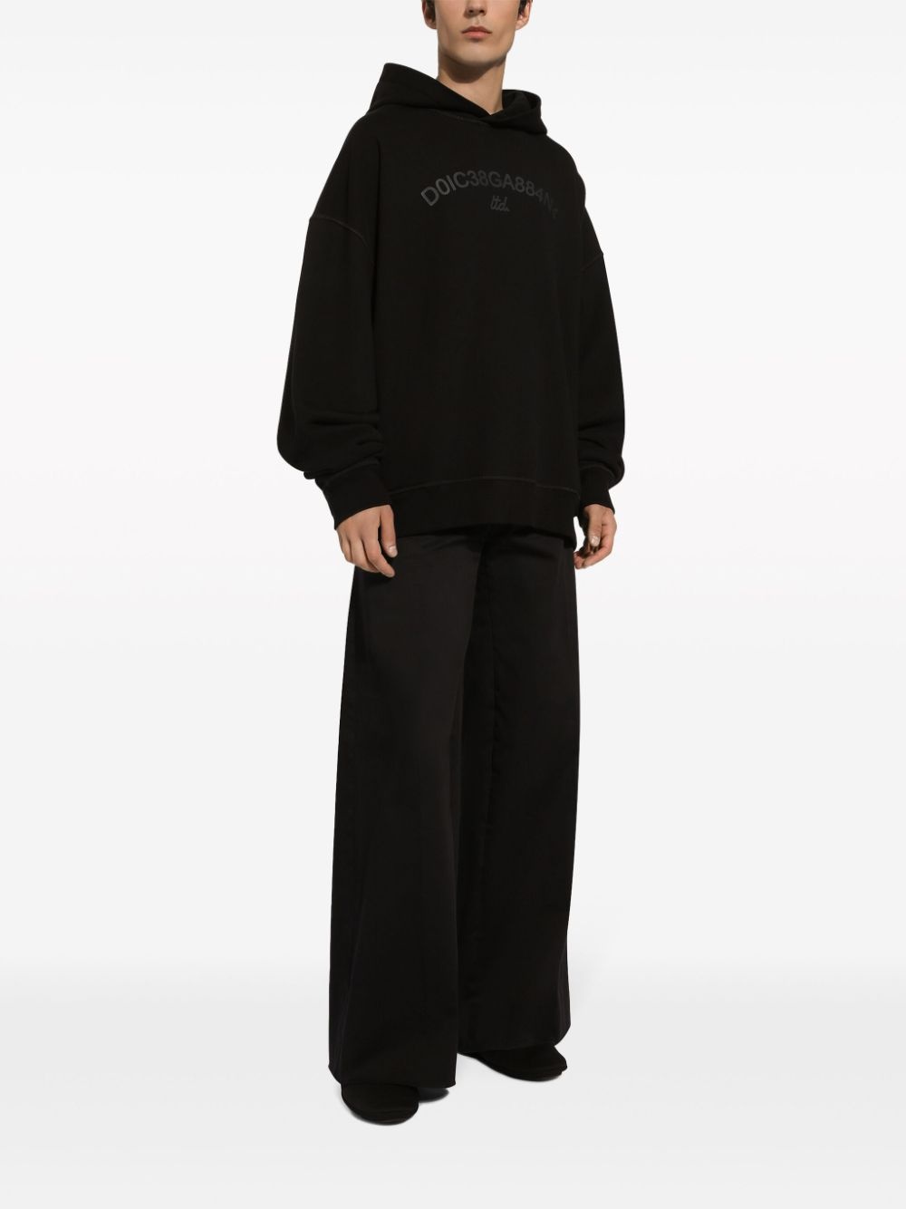 logo-print cotton hoodie - 3