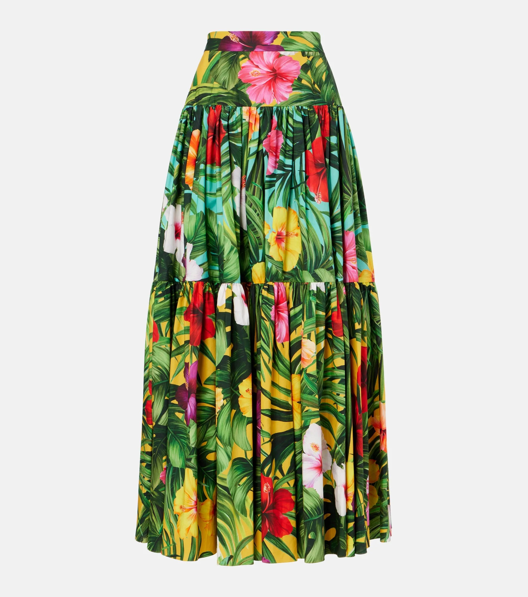 Floral tiered cotton maxi skirt - 1