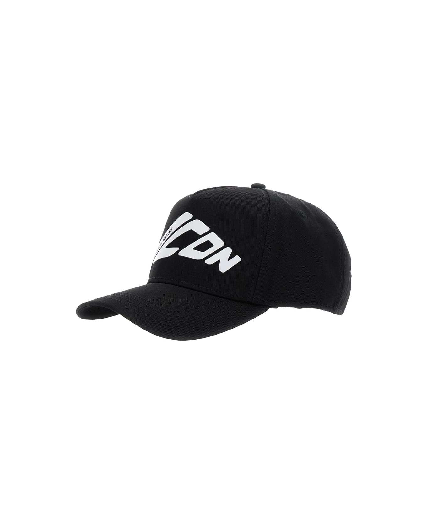 Black Baseball Cap With Maxi Print On The Front And Logo Lettering On The Rear In Cotton Man - 1
