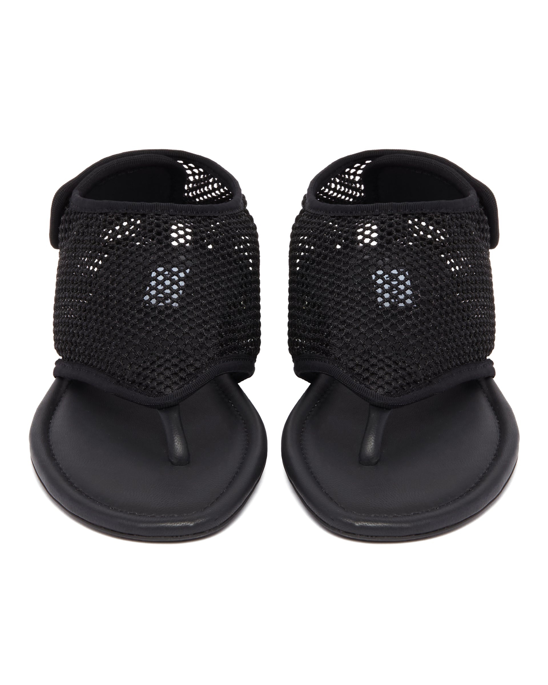 Black Mesh Thong Sandals - 4