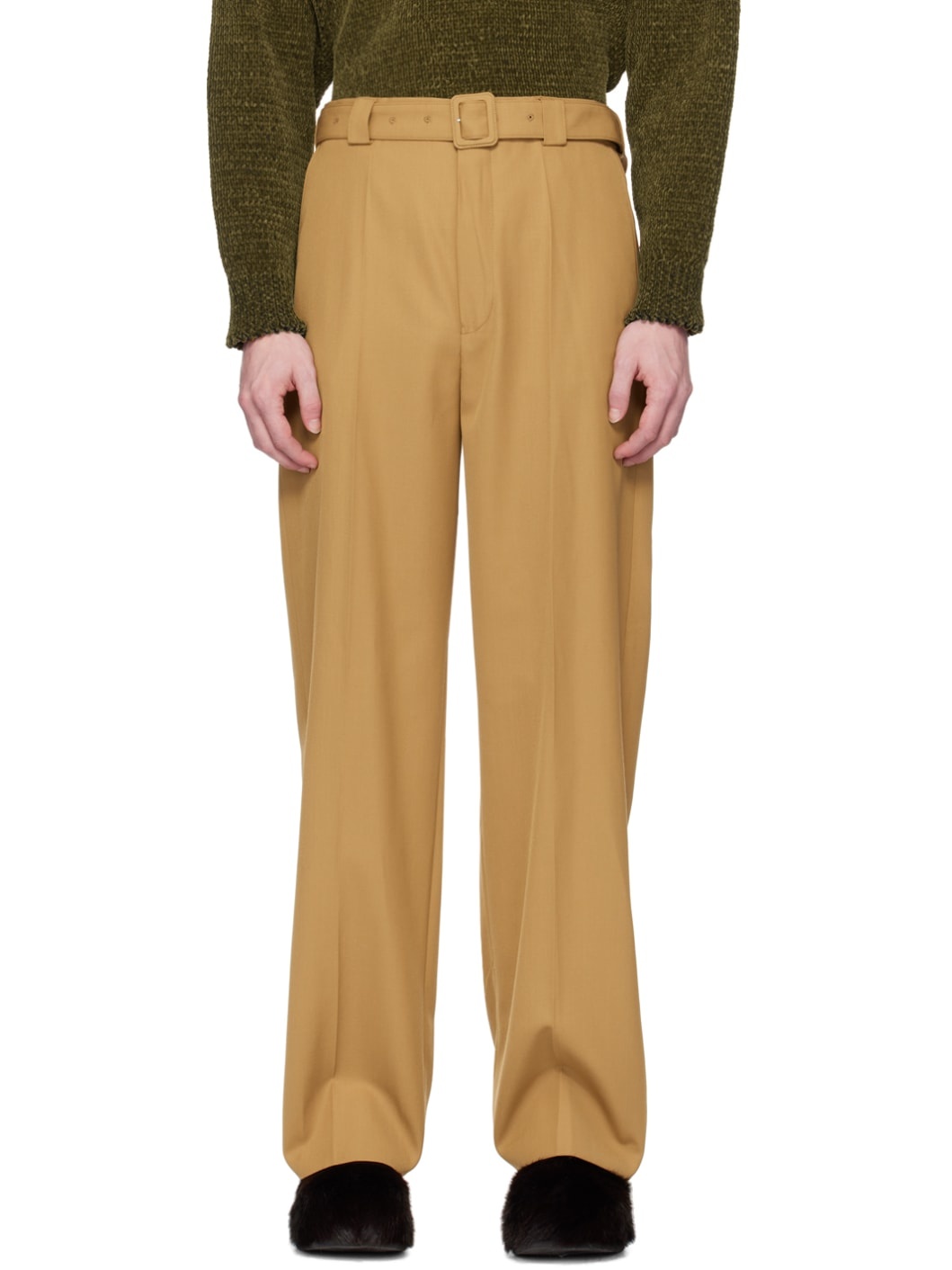 Tan Belted Trousers - 1