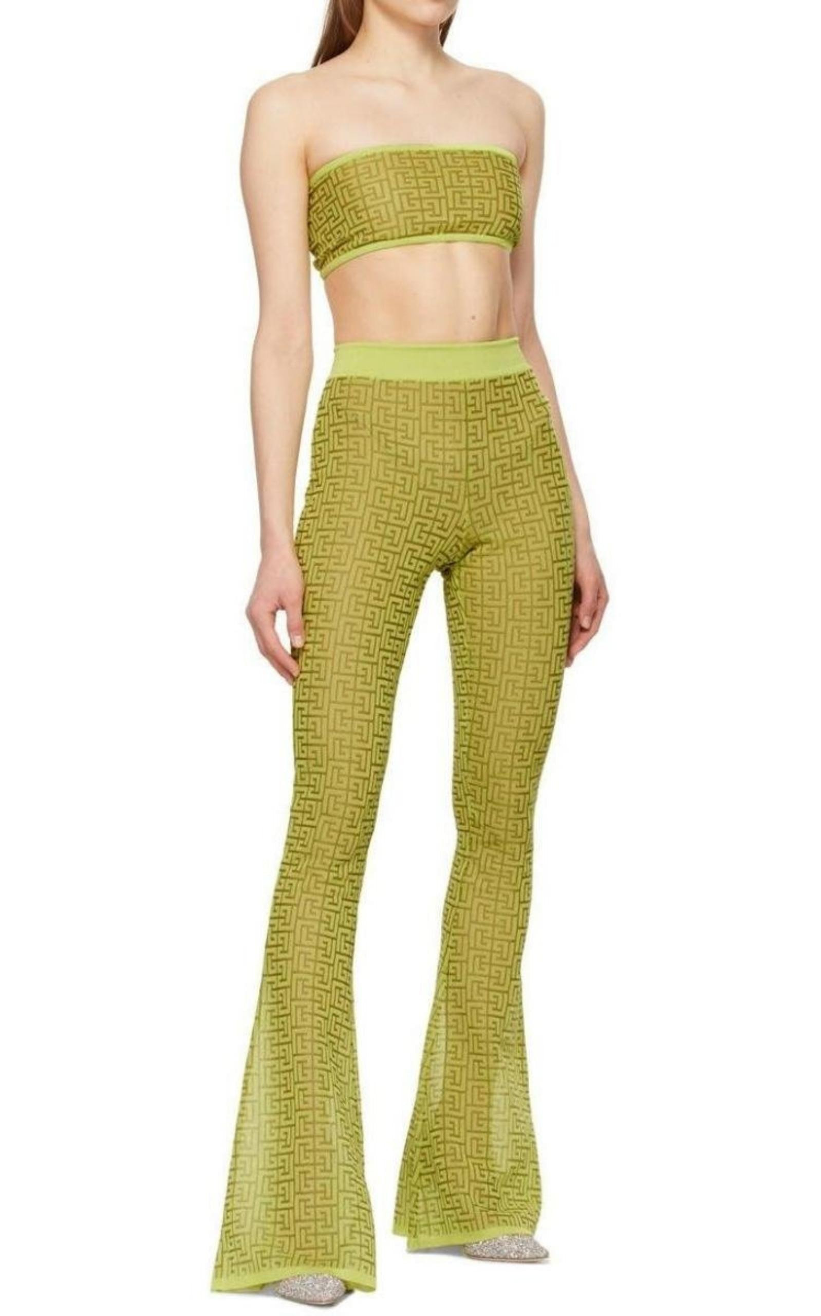 Semi-sheer Monogram Pattern Flared Pants - 2