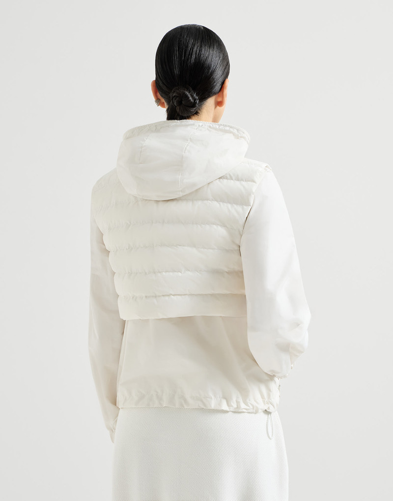 Techno cotton taffeta outerwear jacket with detachable down vest, logo and monili 3