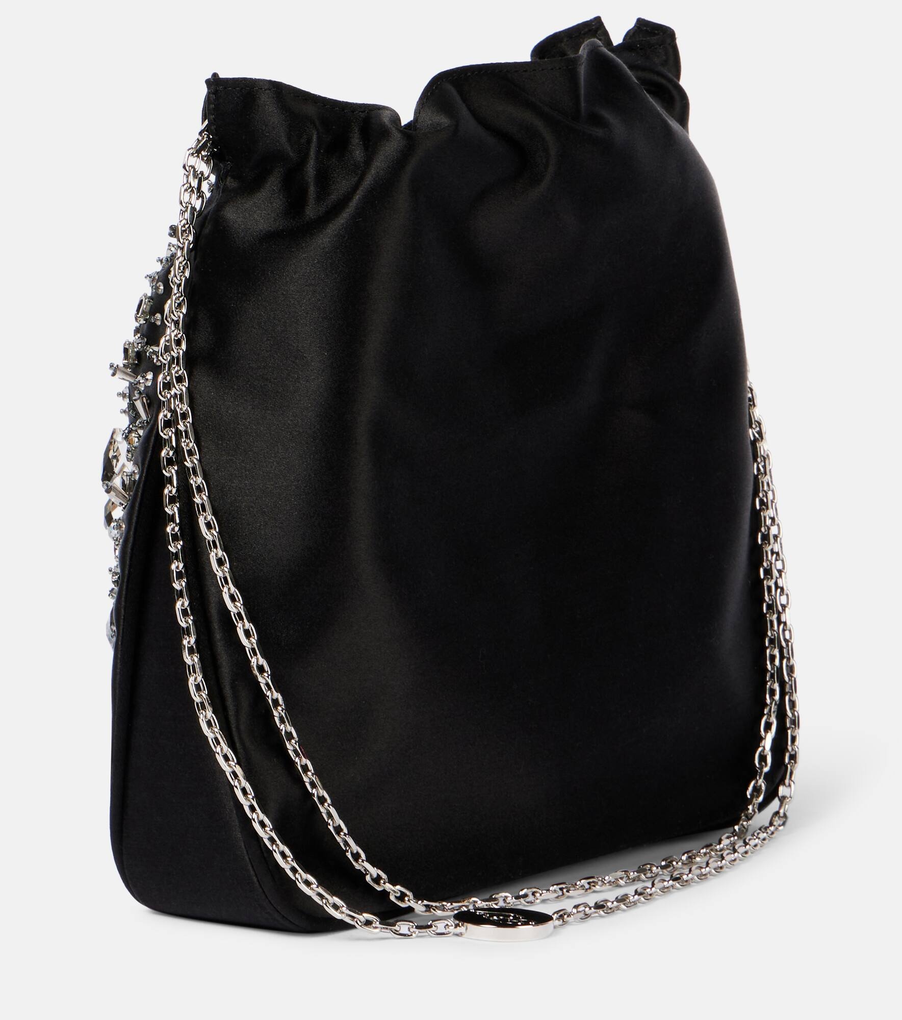 Pilgrim Mini embellished satin bucket bag - 4