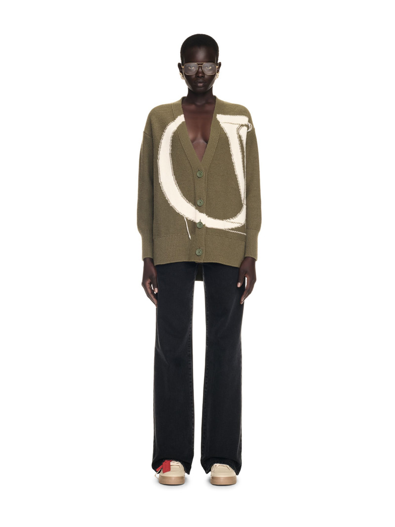 Off-White Military Green Maxi Logo Cardigan outlook