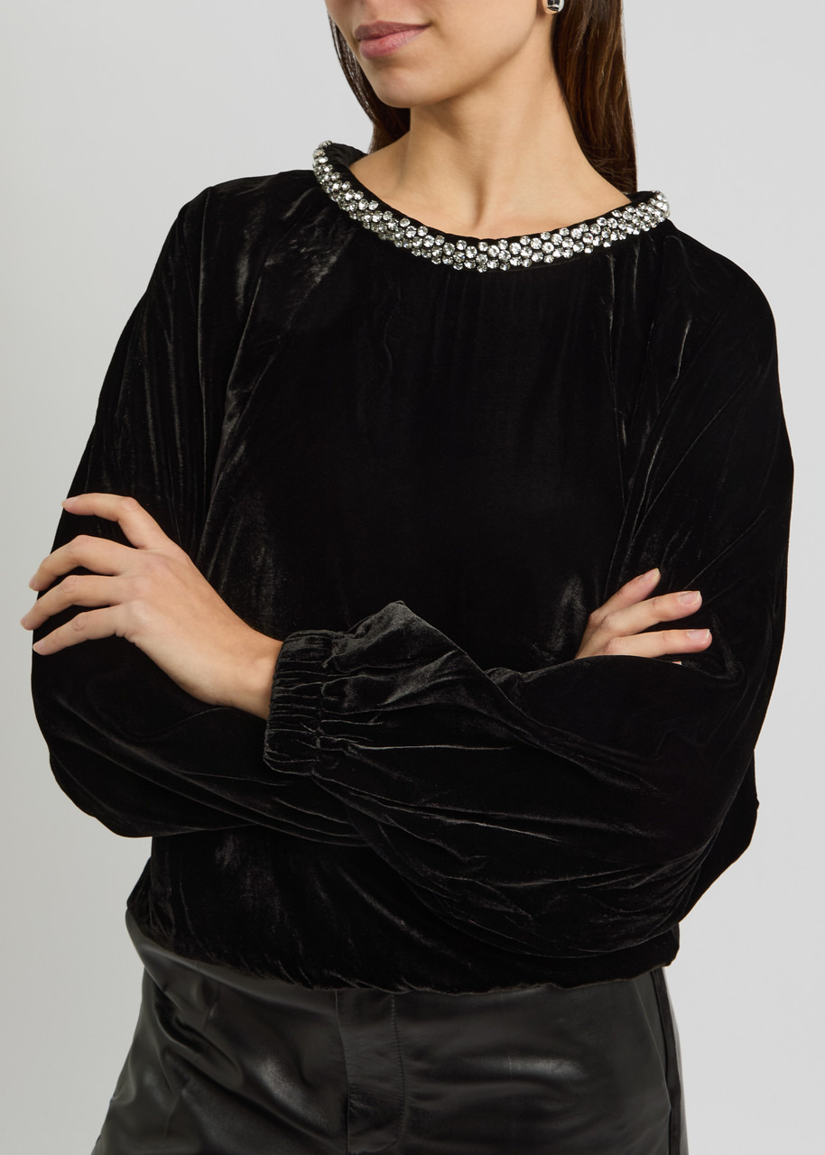 Isabel Marant Bertina Embellished Velvet top - 5