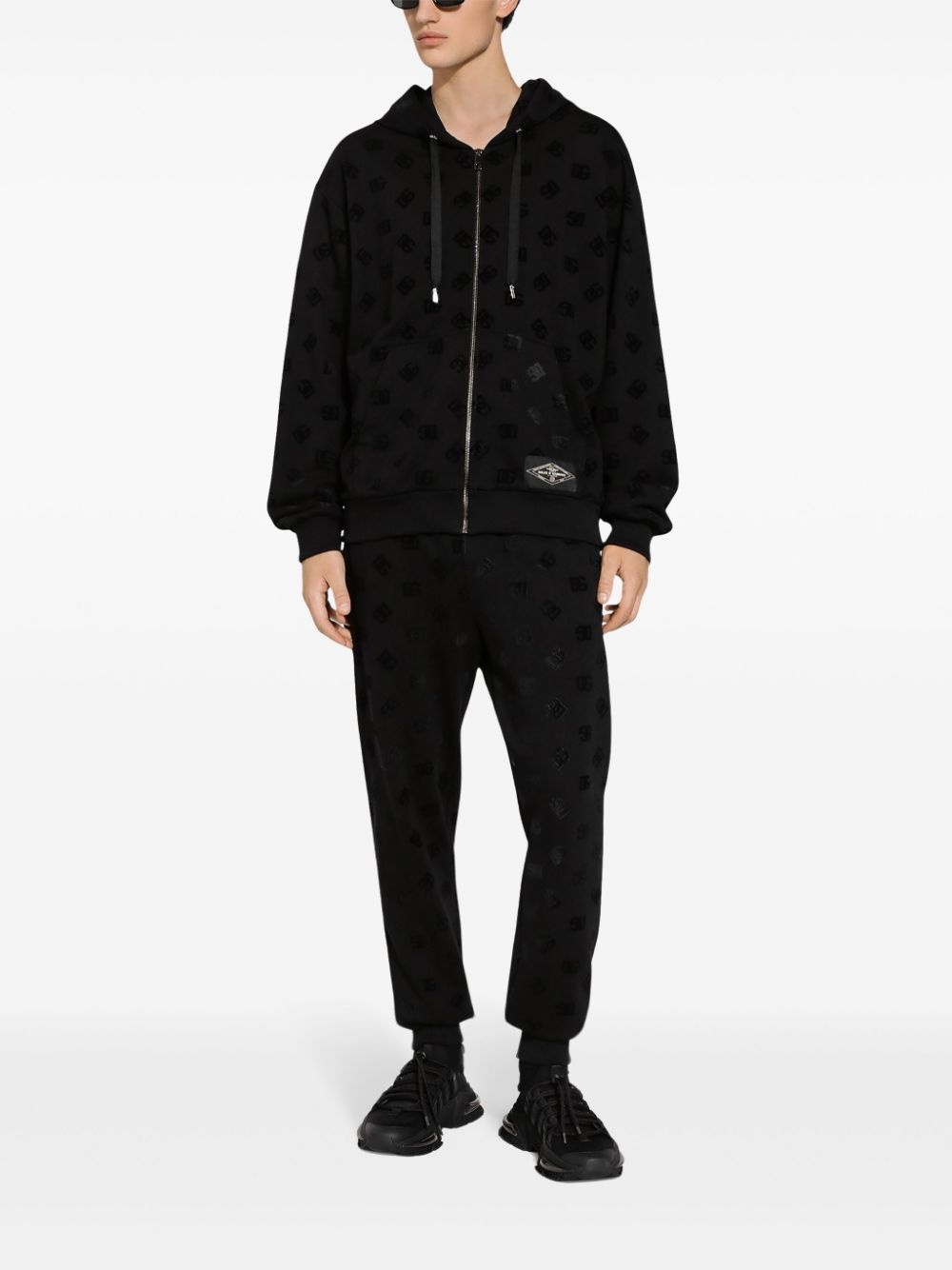 monogram-embossed cotton track pants - 2