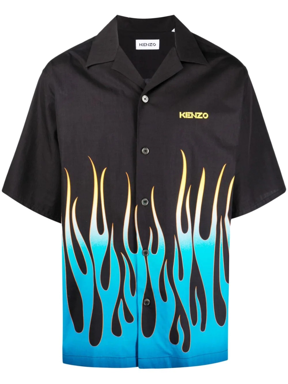 flame-print branded short-sleeve shirt - 1