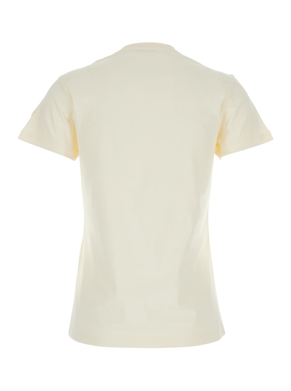 Moncler Women White T-Shirt With Embroidered Logo On The Front And Logo Patch On The Sleeve In Cotto - 2