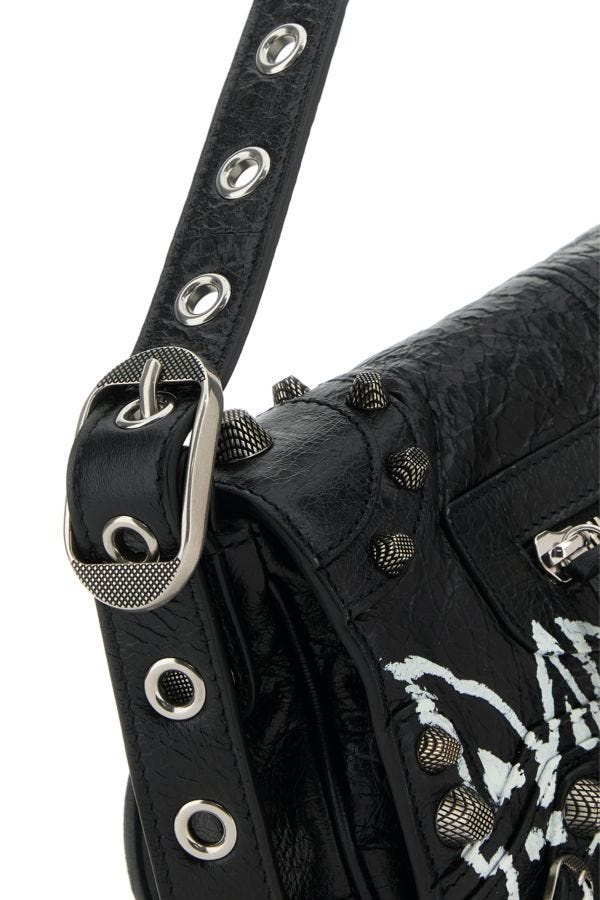 Black leather Le Cagole XS DIY Metal crossbody bag - 4