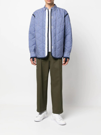 sacai quilted stripe-print shirt jacket outlook