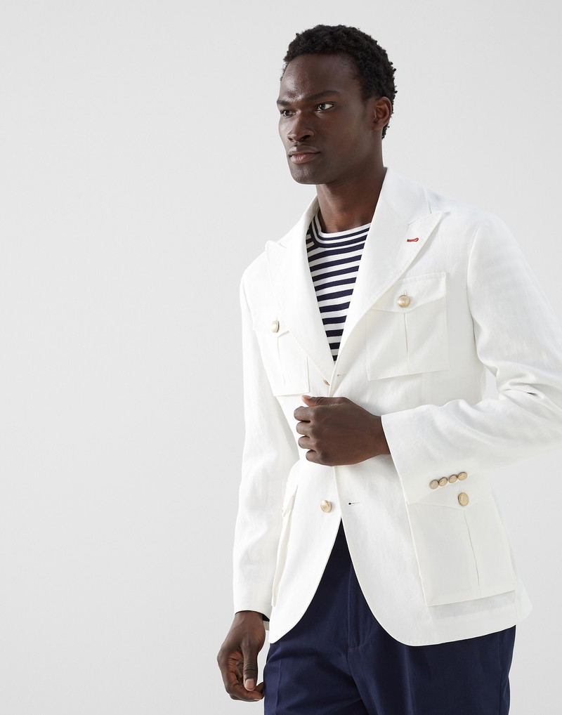 Twisted linen safari jacket with metal buttons 1