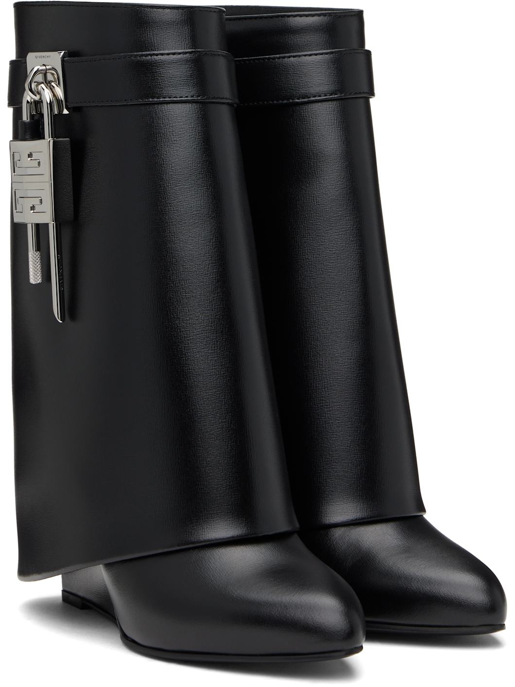 Black Shark Lock Ankle Boots - 4