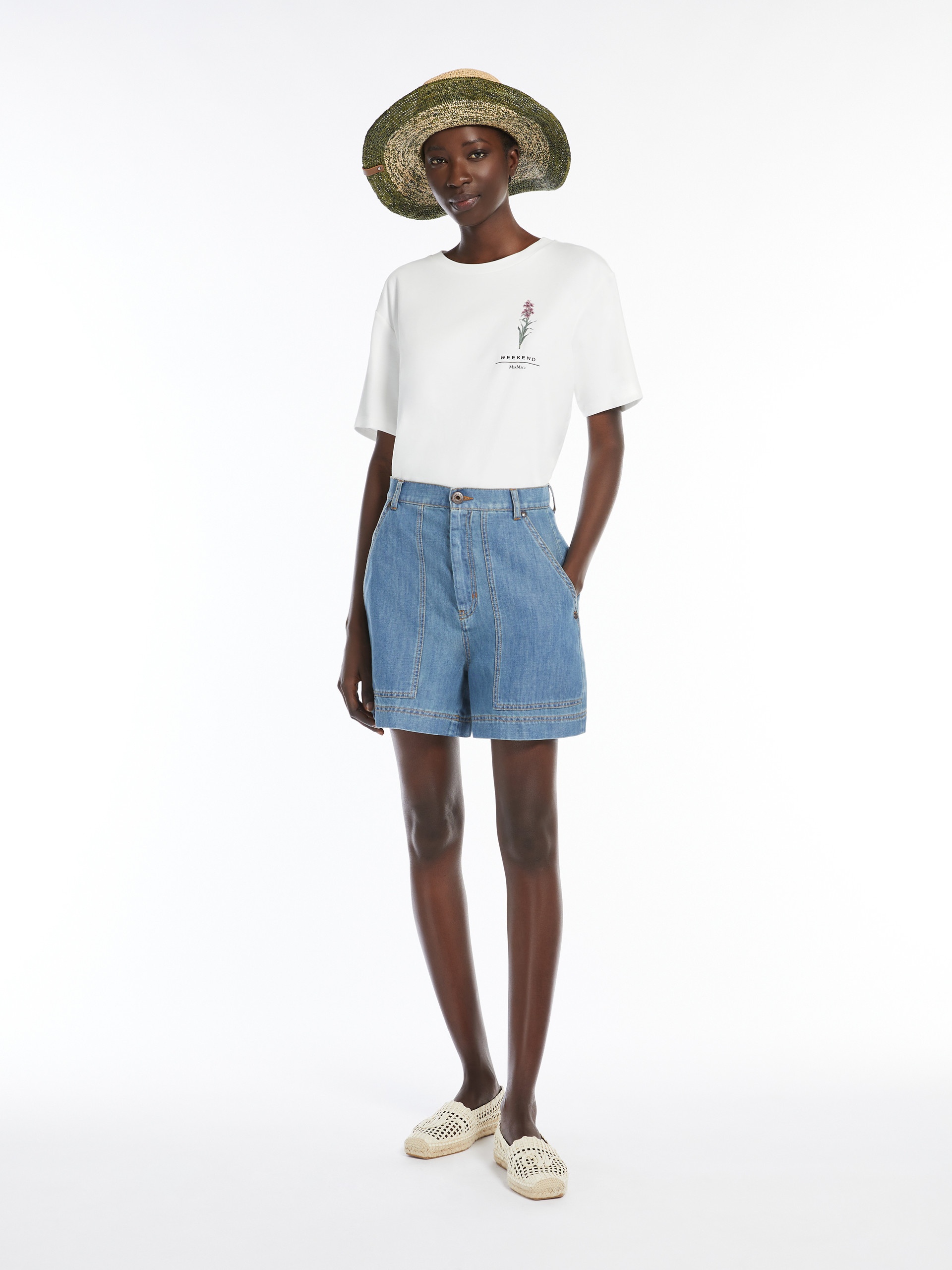 NABULUS Cotton and linen denim Bermuda shorts - 2