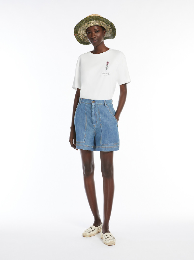 WEEKEND Max Mara NABULUS Cotton and linen denim Bermuda shorts outlook