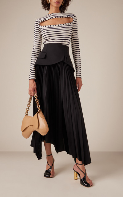 A.W.A.K.E. MODE Basque-Detailed Pleated Wool Maxi Skirt black outlook