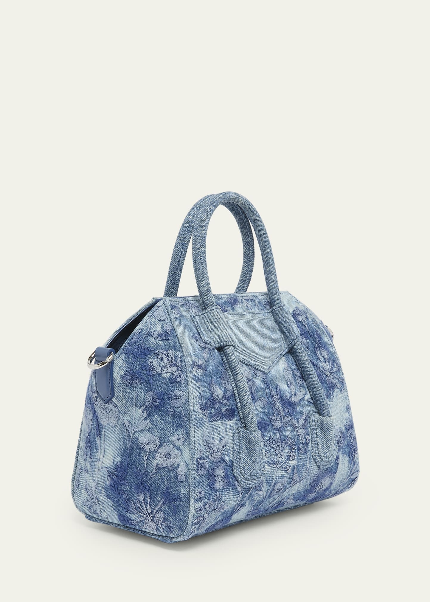 Antigona Lock Mini Top-Handle Bag in Floral Distressed Denim - 3