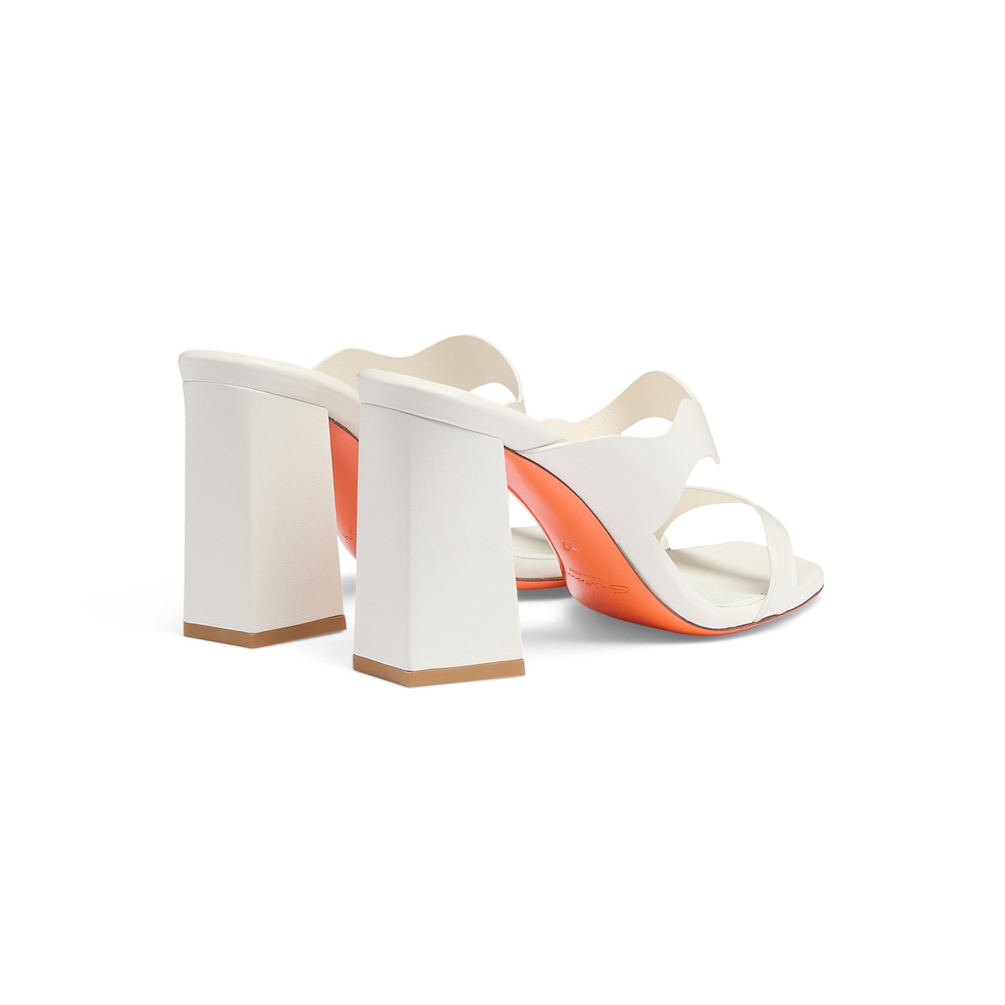 Women's white leather high-heel sandal - 4