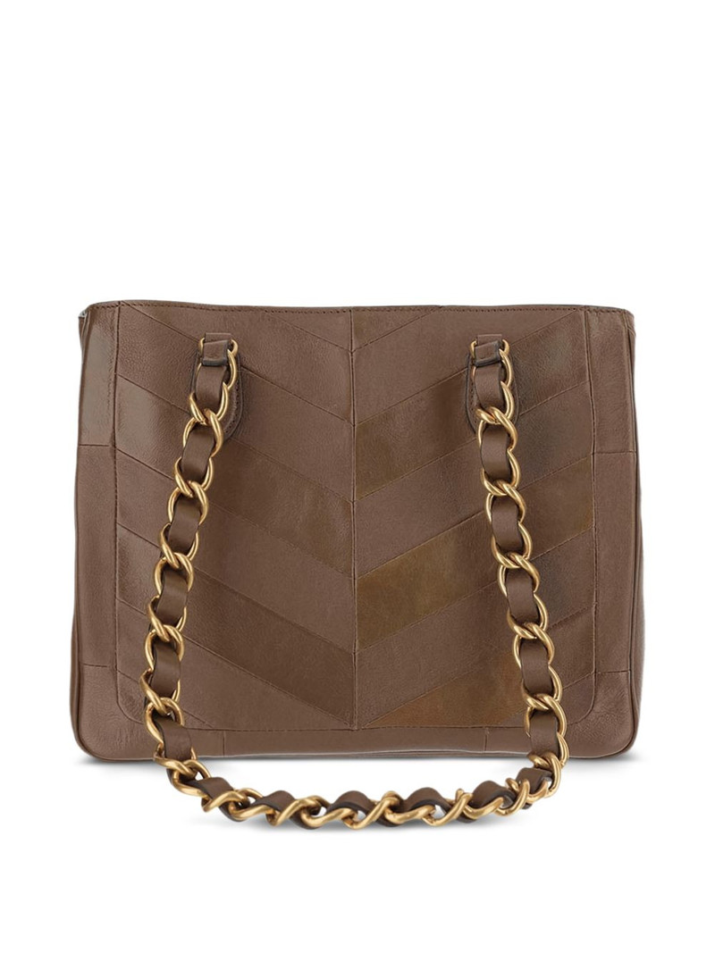 Valentino chevron-patchwork chain leather tote bag outlook