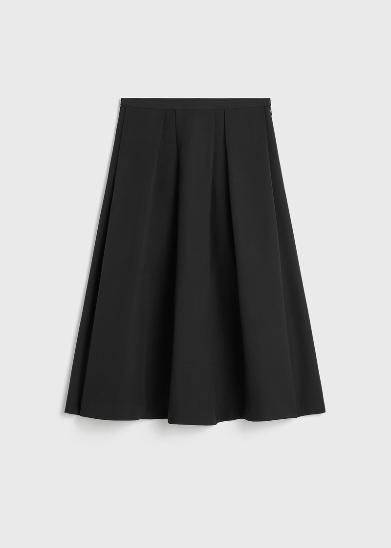 Wool silk twinflower skirt black 1