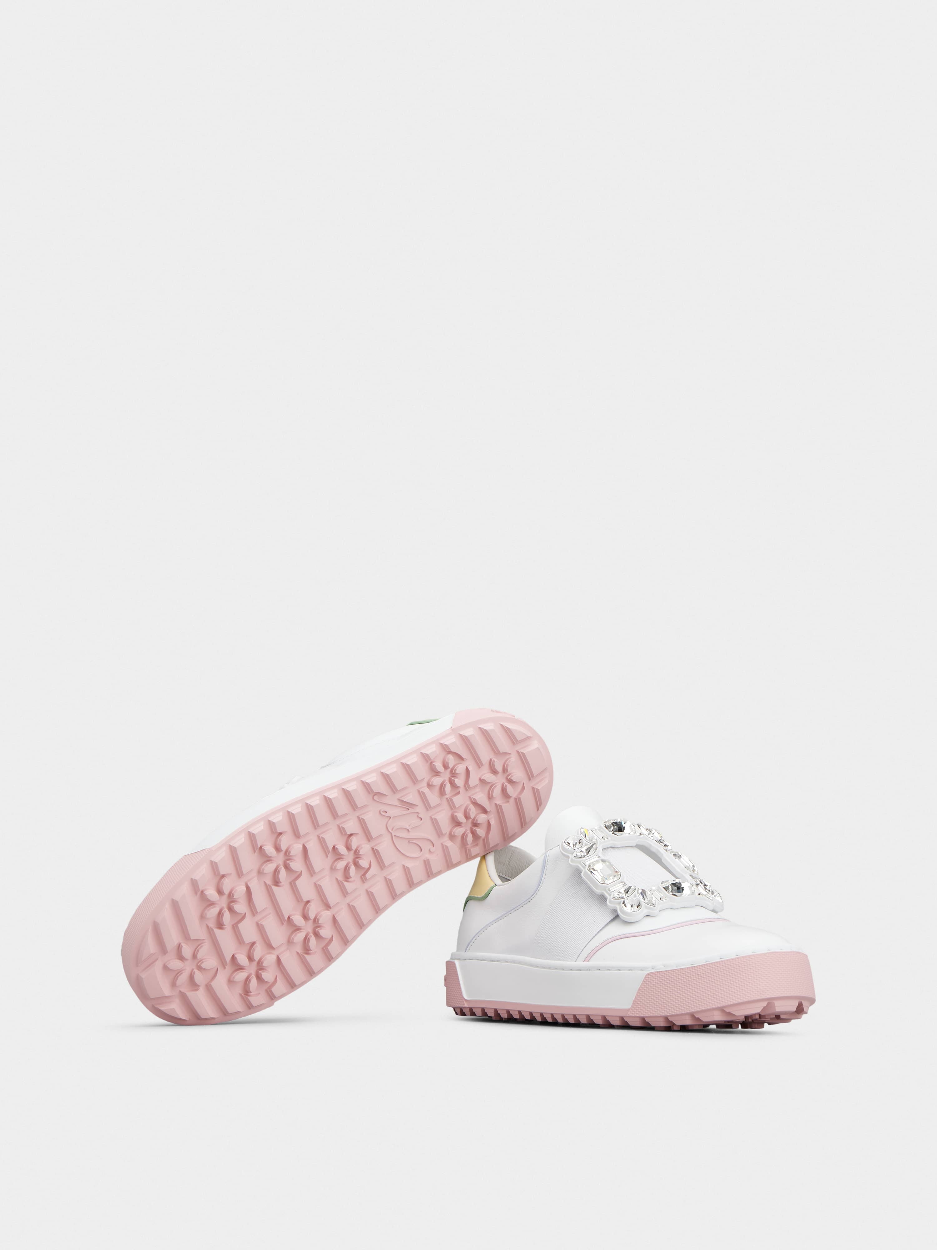 Very Vivier Strass Buckle Sneakers in Leather - 6