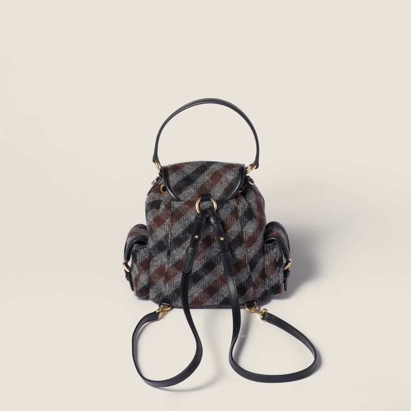 Plaid and leather backpack 3