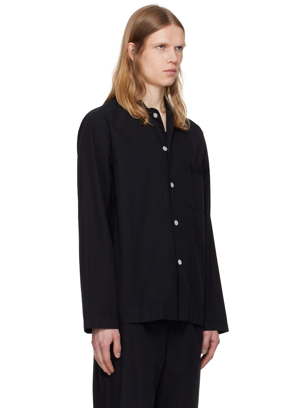 Black Poplin Long-Sleeved Pyjama Shirt - 2