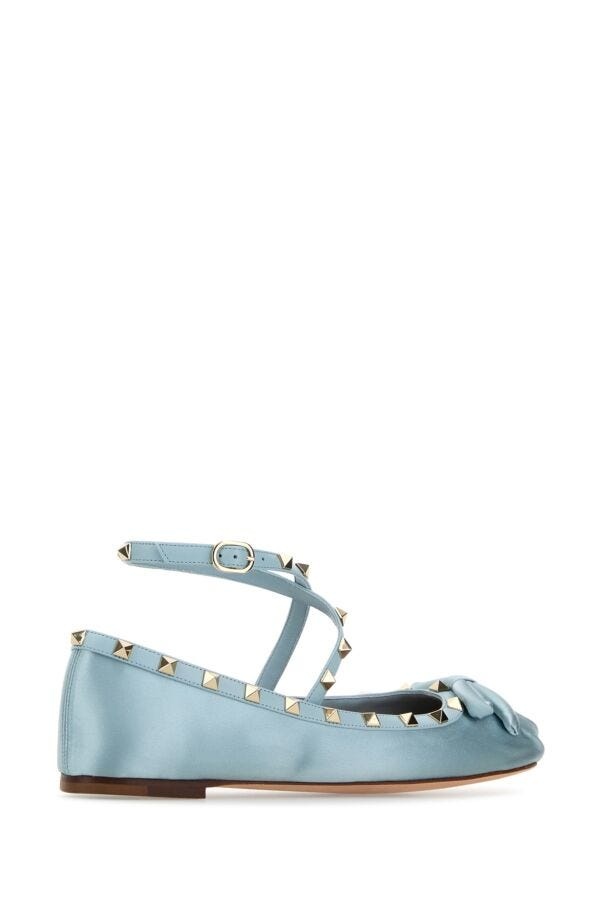 Light blue satin Rockstud ballerinas - 3