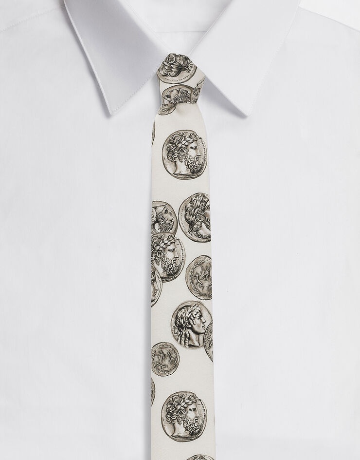 Large coin print 6-cm silk blade tie - 1