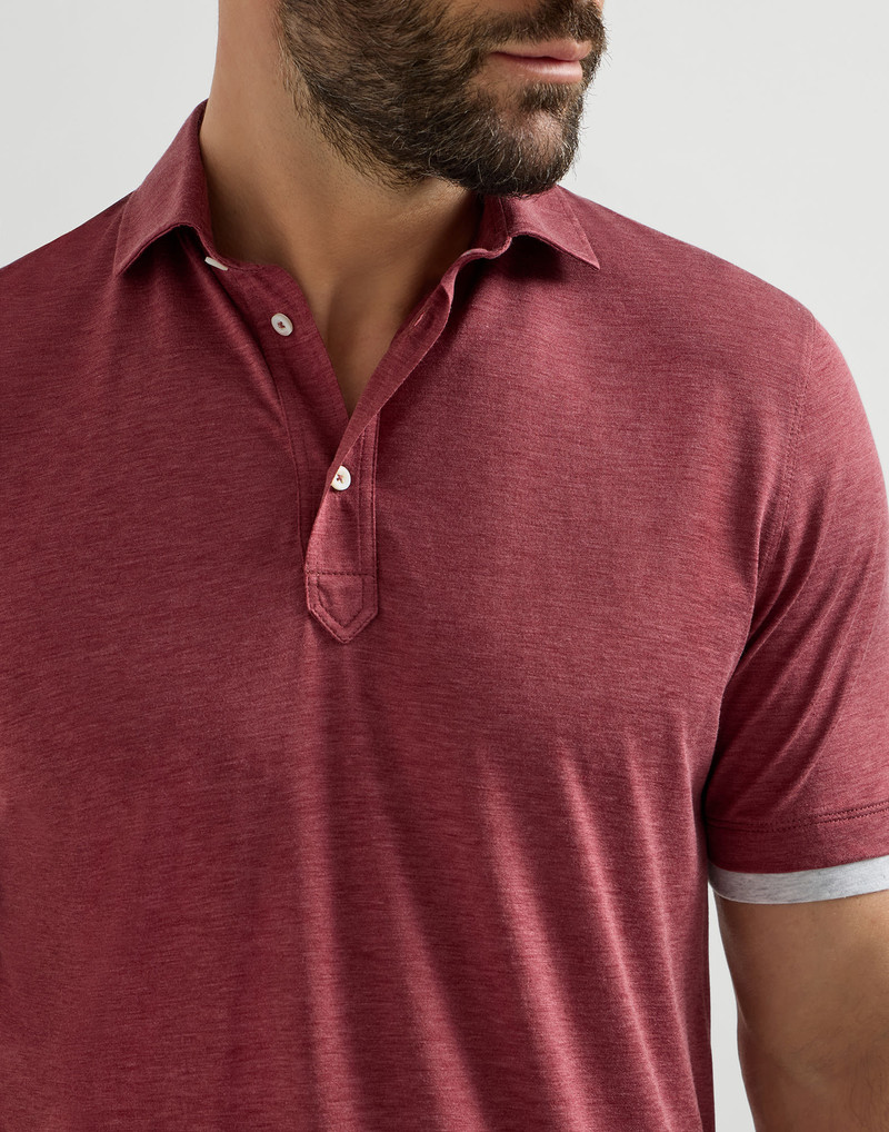 Silk and cotton jersey polo with shirt-style collar and faux-layering 4