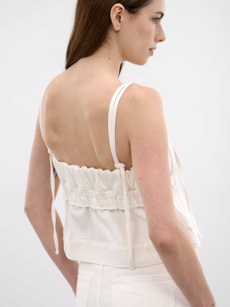 White Deconstructed Denim Tank Top 5