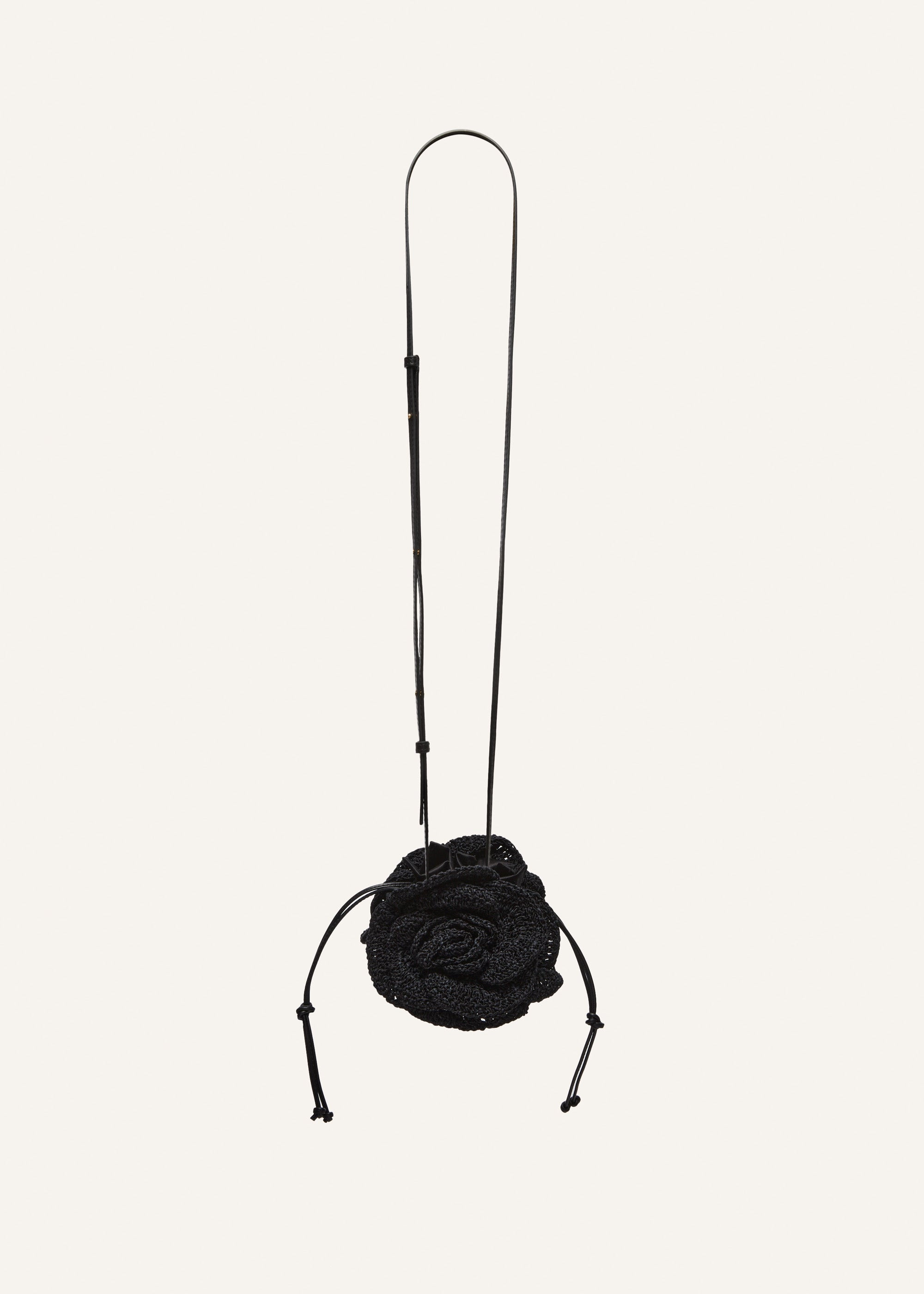 Small Magda bag beads strap in black crochet - 3