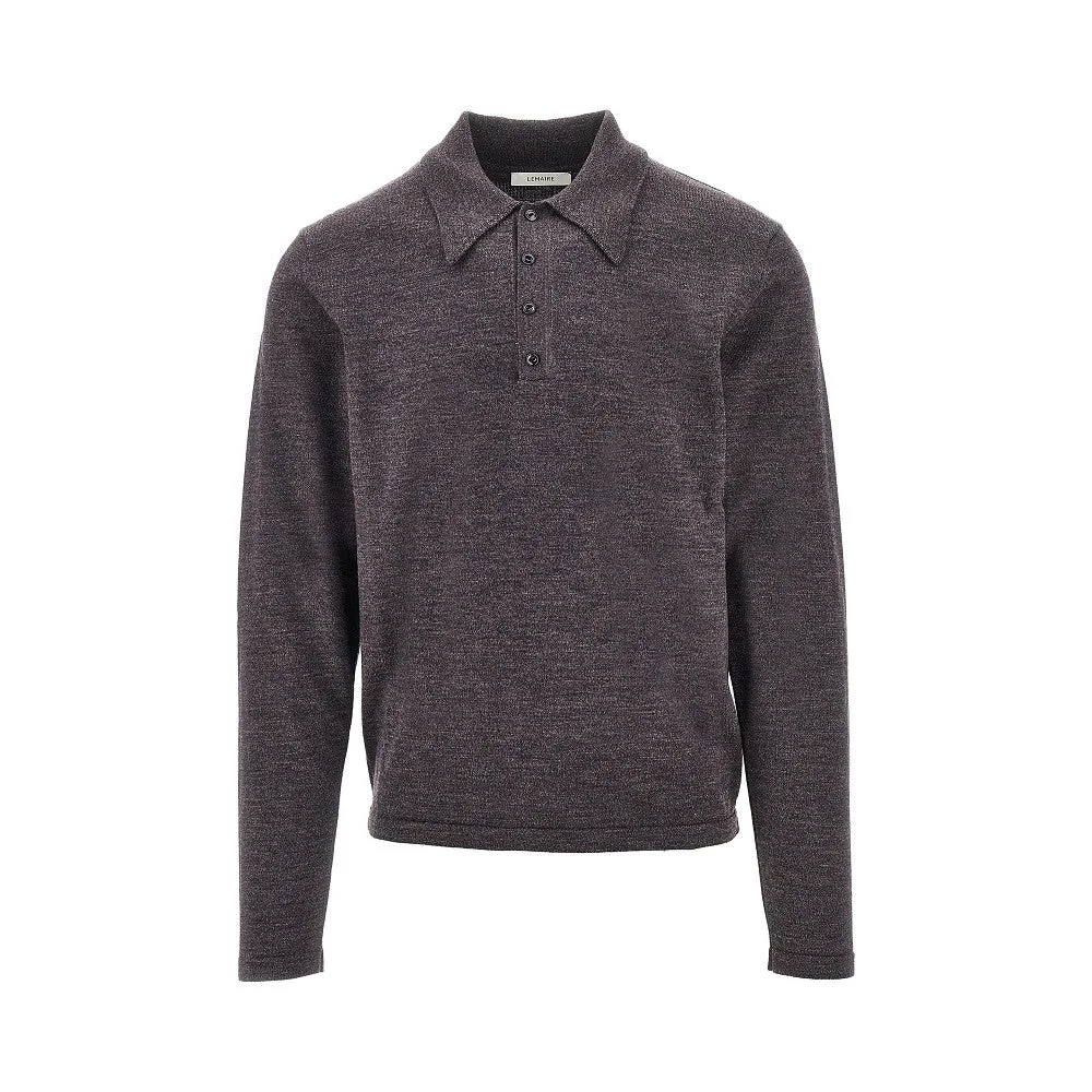 Lemaire Mouliné Knitted Polo Shirt Purple Men - 1