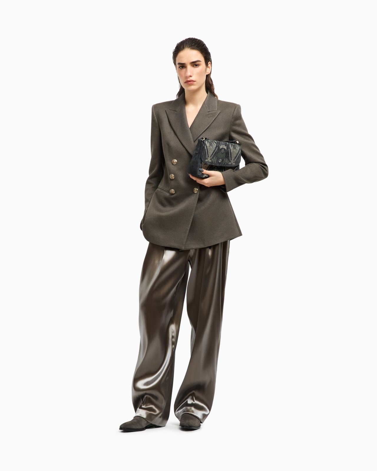 TWO-PLEAT TROUSERS IN LIQUID SILK - 2