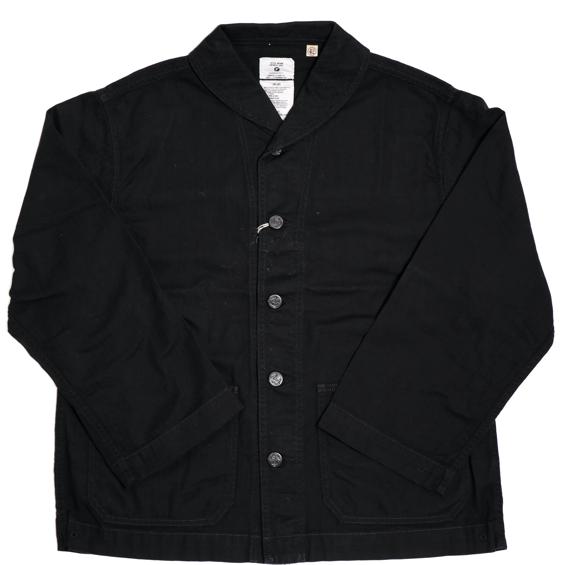 2052-2 USN Shawl Collar Herringbone Coverall Black - 1