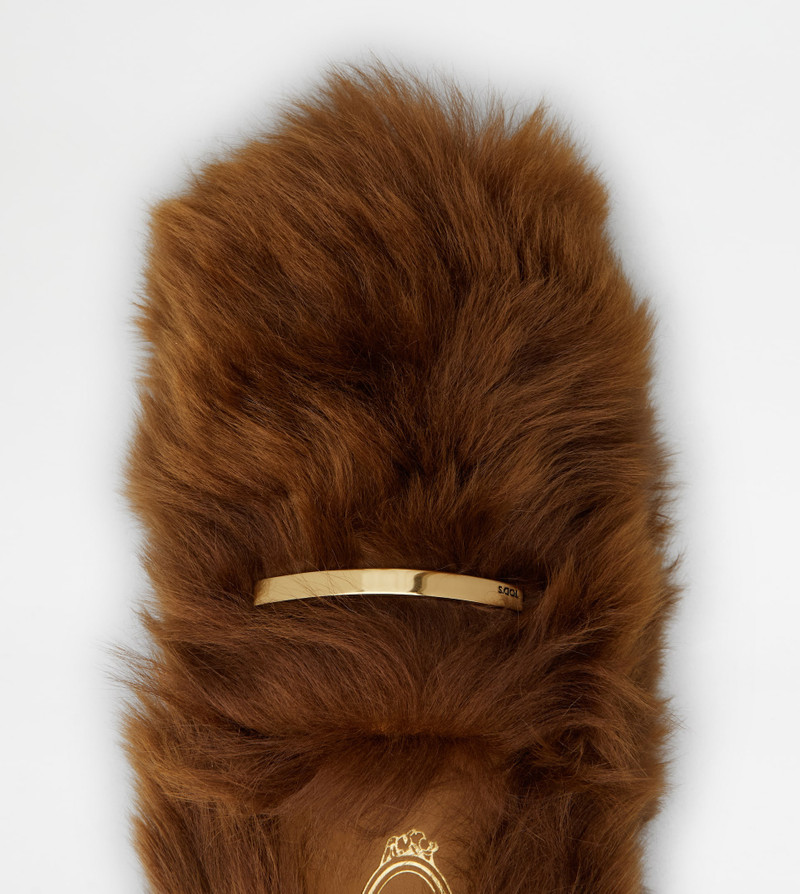 GOMMINO DRIVING SHOES IN FUR - BROWN 4