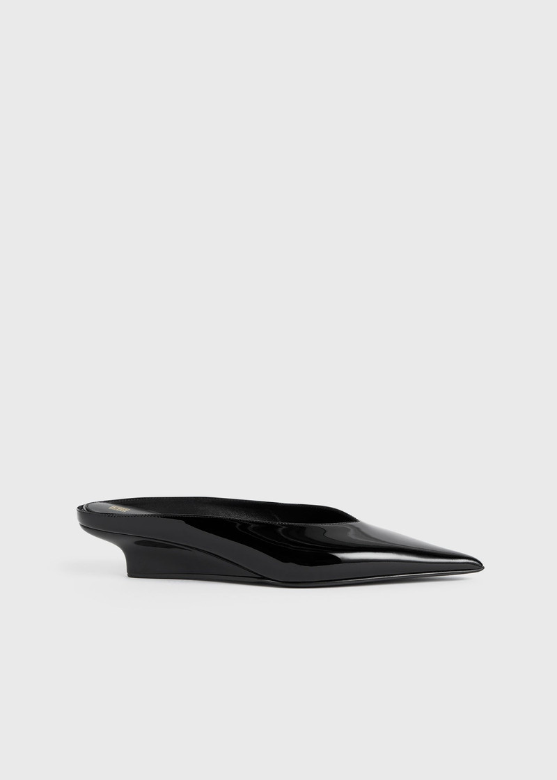 Sharp patent-leather wedge mules black - 1