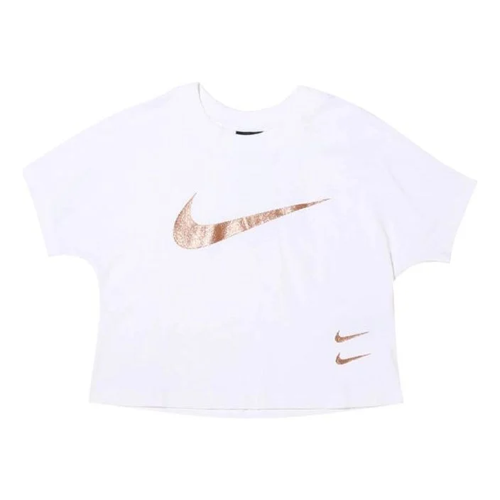 (WMNS) Nike Sportswear Swoosh Logo Short Sleeve 'White' CW4321-100 - 1