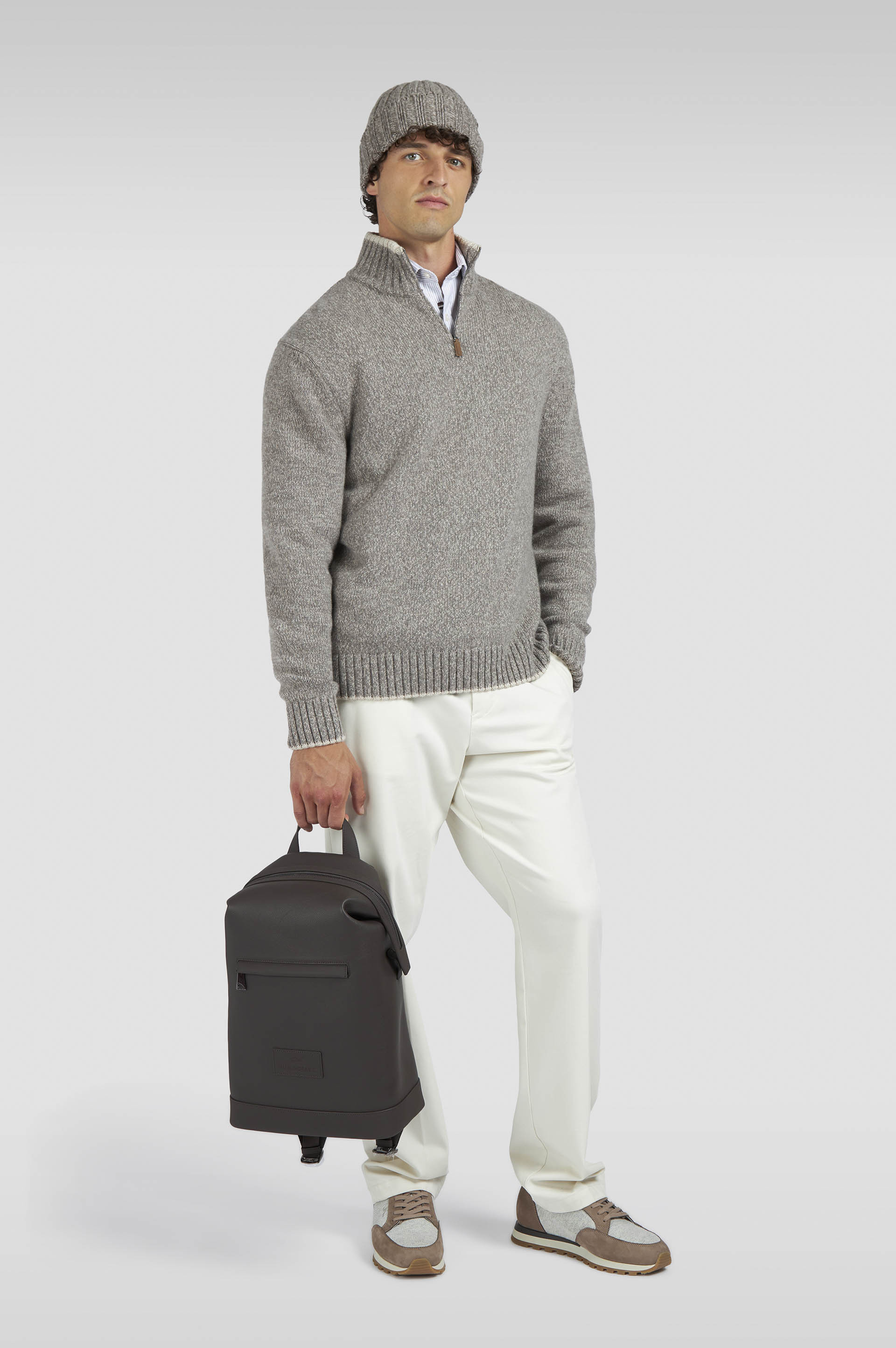 WOOL CASHMERE HALF ZIP SWEATER - 2