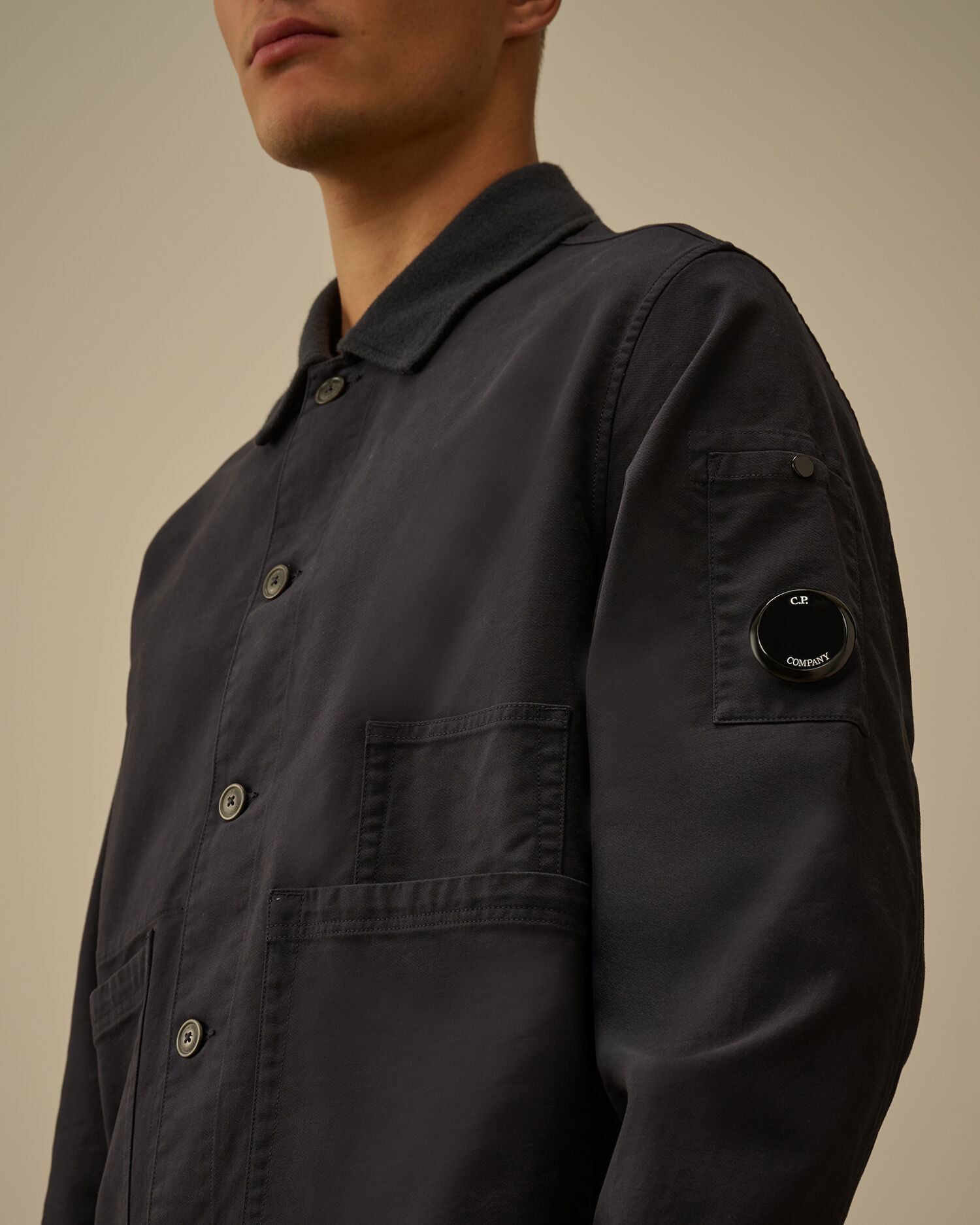 Cotton/Nylon Double Satin Lens Utility Button Overshirt - 5