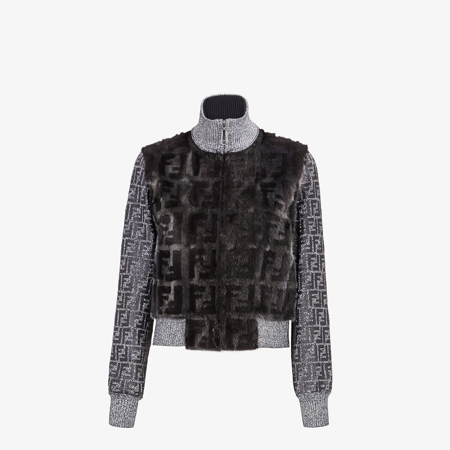 Knit and inlaid mink fur bomber jacket - 1