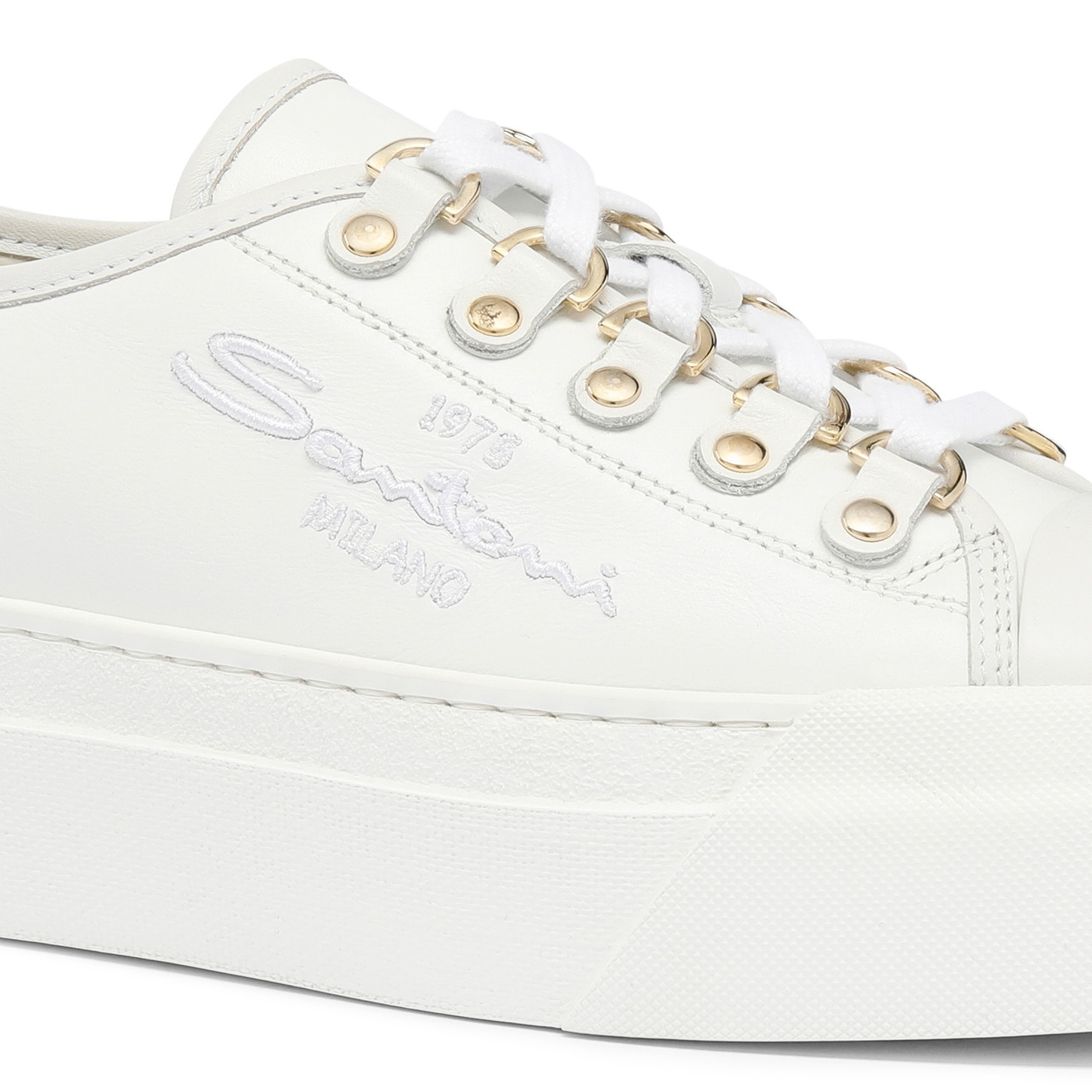 Women's white leather platform sneaker - 6