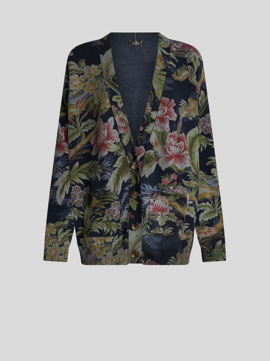 COTTON AND WOOL CARDIGAN WITH PRINT - 1