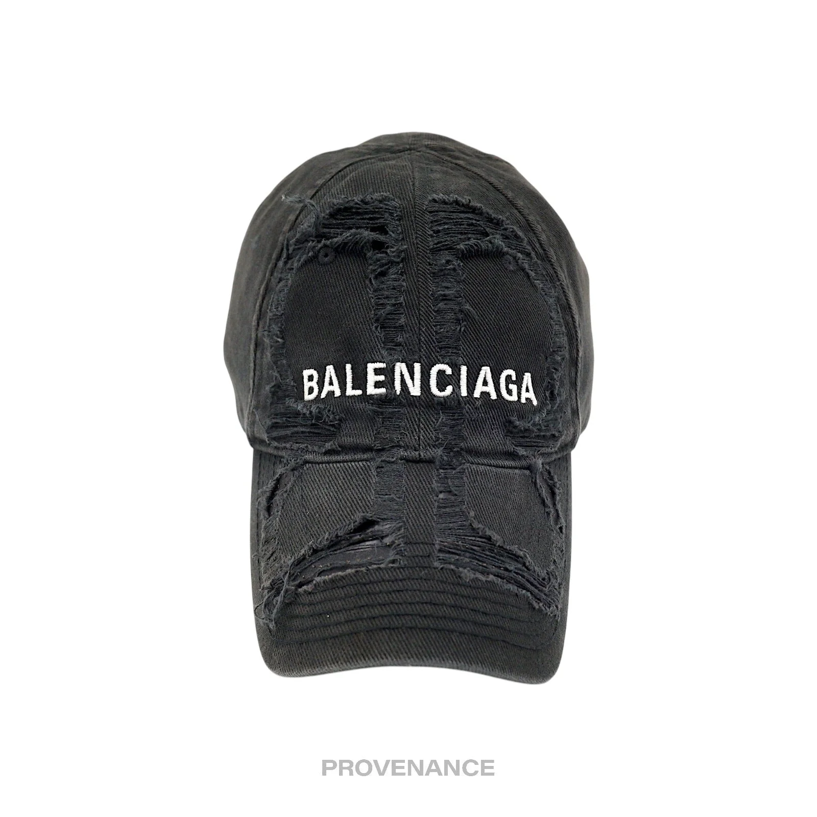 Balenciaga Embroidered Logo BB Lazer Destroyed Cap Black - 1