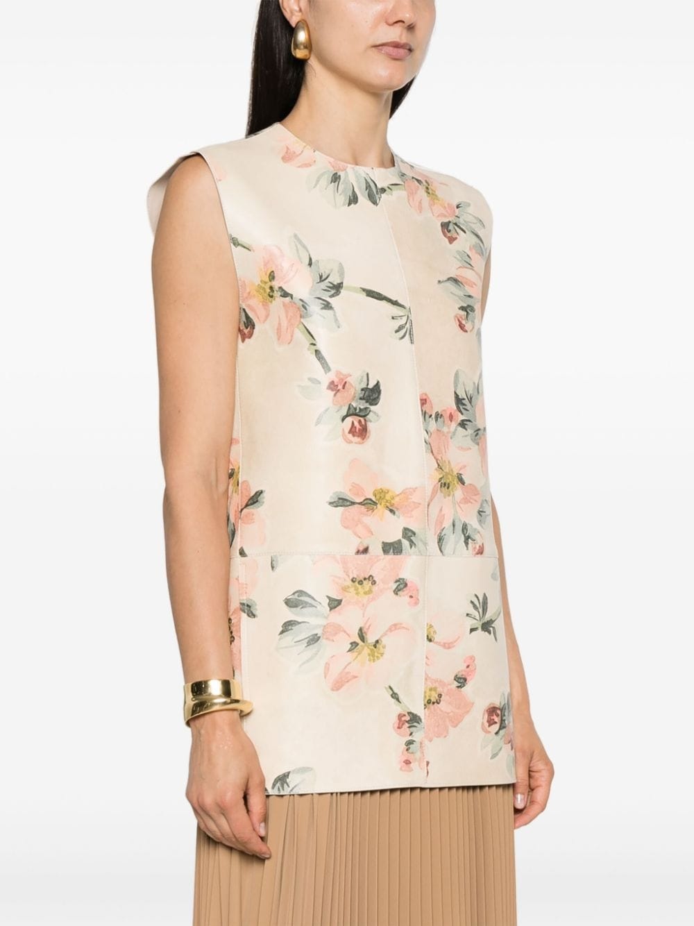 Vada floral-print leather top - 3