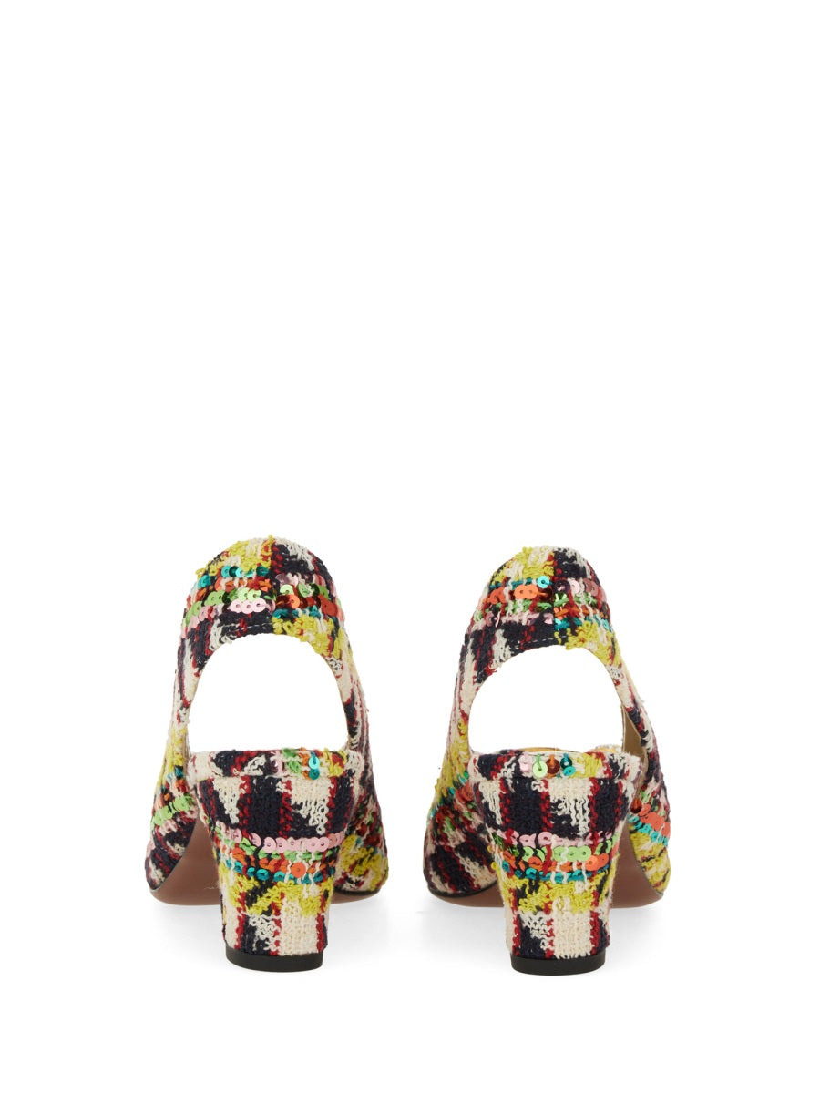 Valentino Garavani Women Tweed "Adamantine" Slingback Pumps - 4